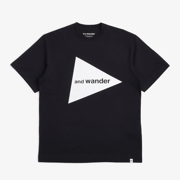 And Wander Big Logo T-Shirt, Black, Detail Shot 1