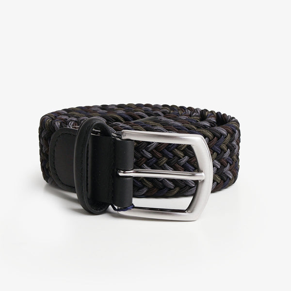Anderson's Classic Multi Colour Elastic Woven Belt - Black