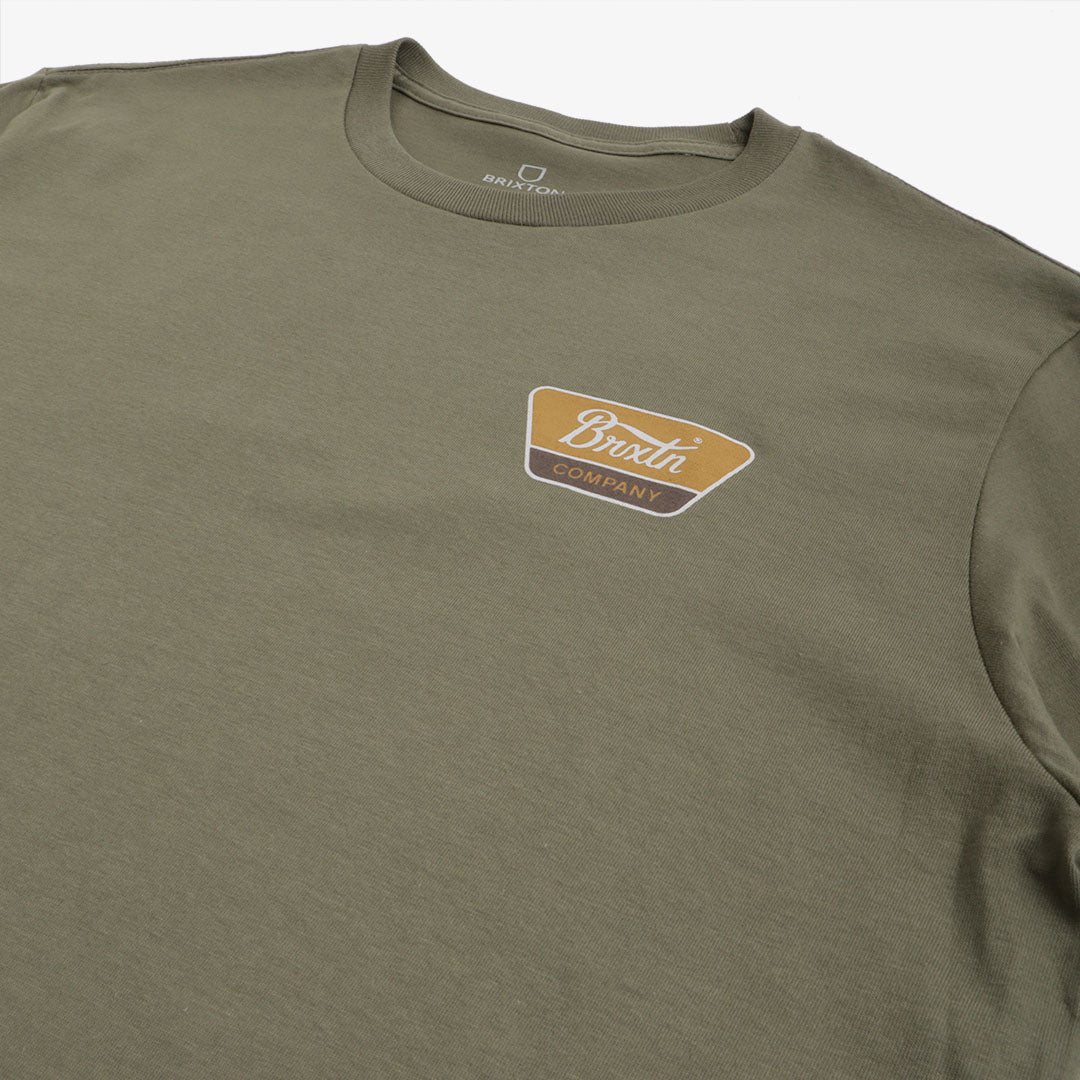 Brixton Linwood T-Shirt, Olive Surplus Golden Brown Beige, Detail Shot 3