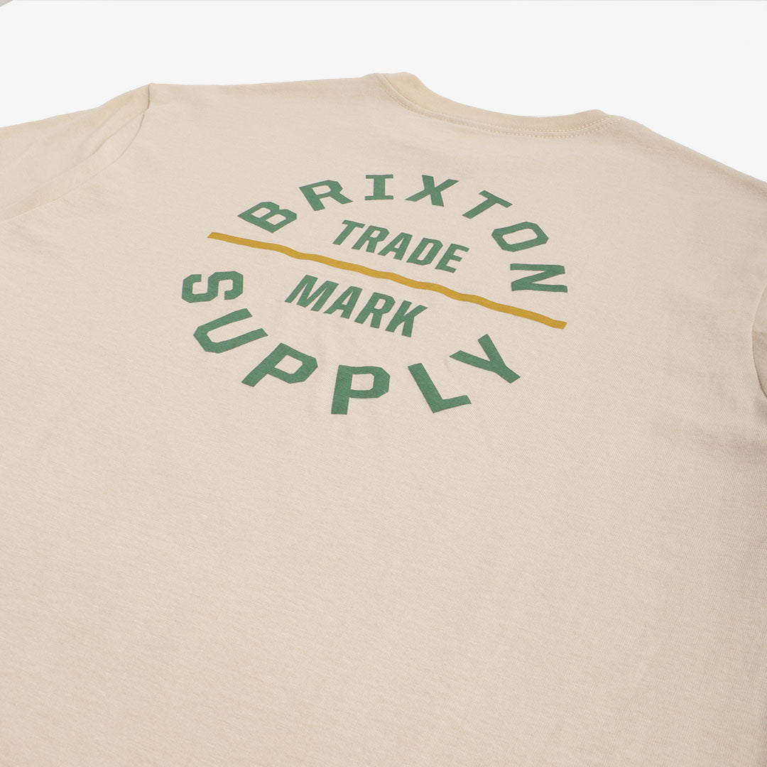 Brixton Oath V T-Shirt, Cream Pine Needle Mustard, Detail Shot 4