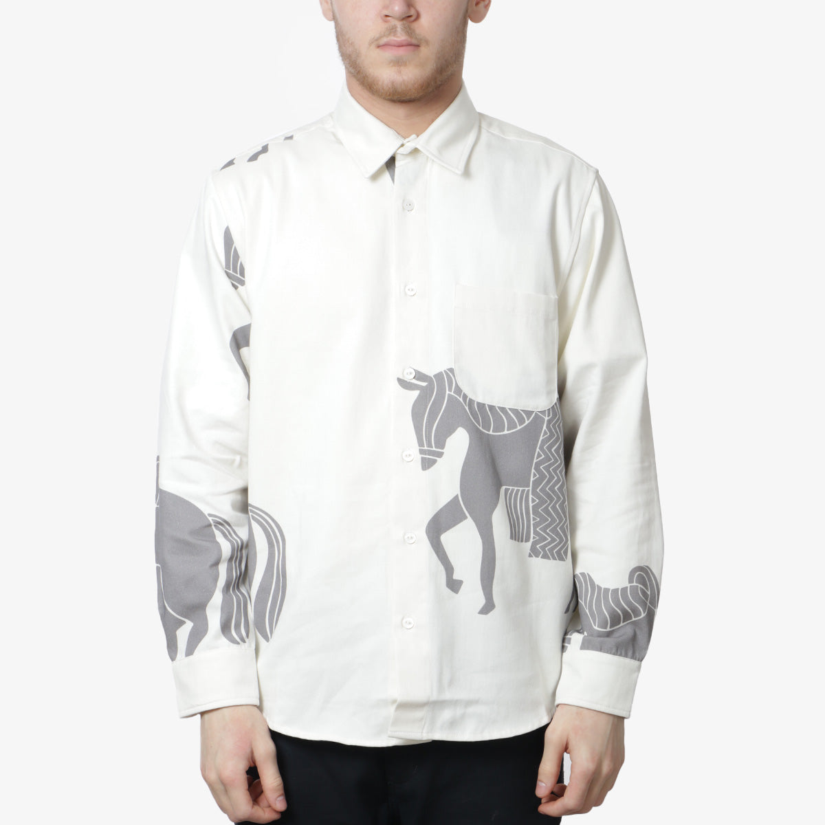 By Parra Repeated Horse Shirt, Off White, Detail Shot 1