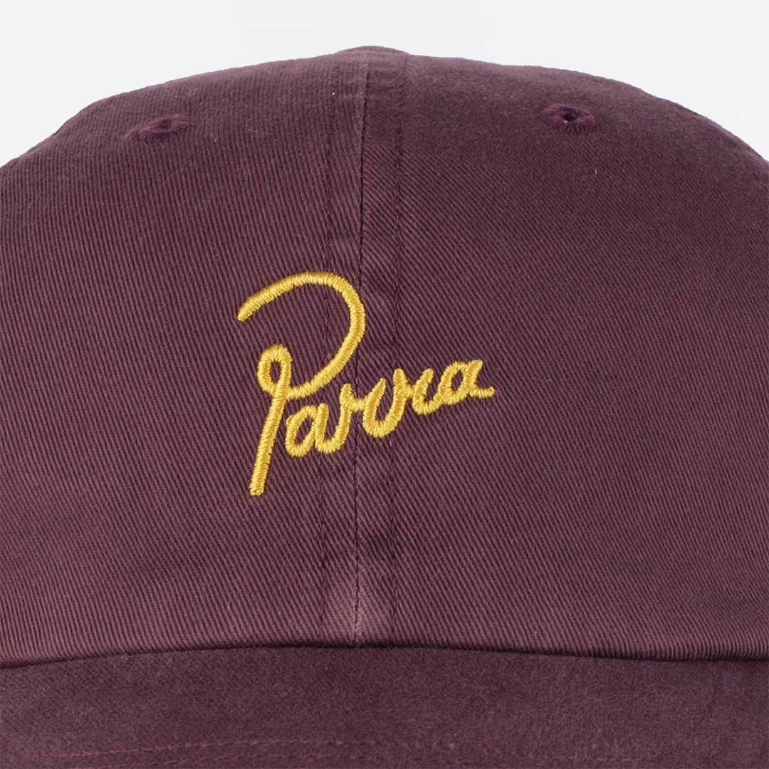 By Parra Script Logo 6 Panel Hat, Dark Violet, Detail Shot 2