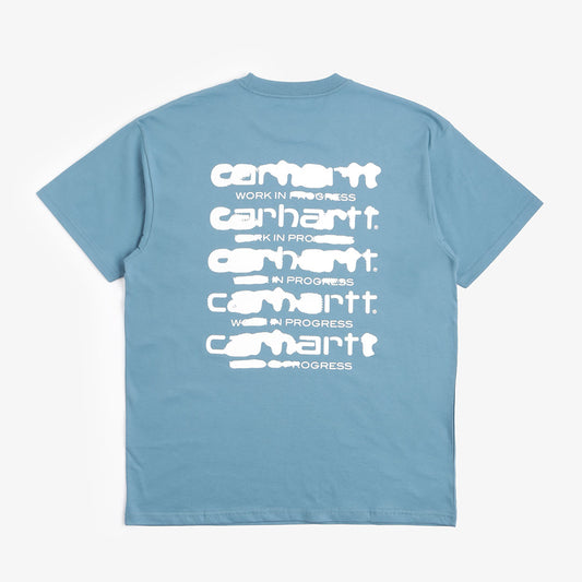 Carhartt WIP Ink Bleed T-Shirt, Vancouver Blue White, Detail Shot 1