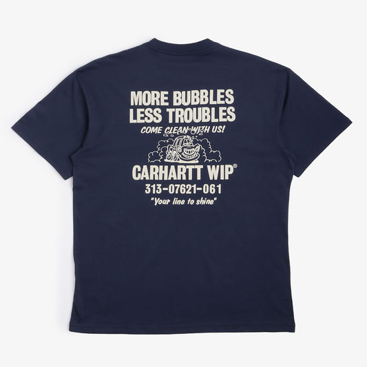 Carhartt WIP Less Troubles T-Shirt, Blue Wax, Detail Shot 1