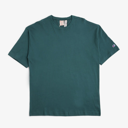 Champion Reverse Weave Minimal Cotton Jersey T-Shirt, Forest Green, Detail Shot 1