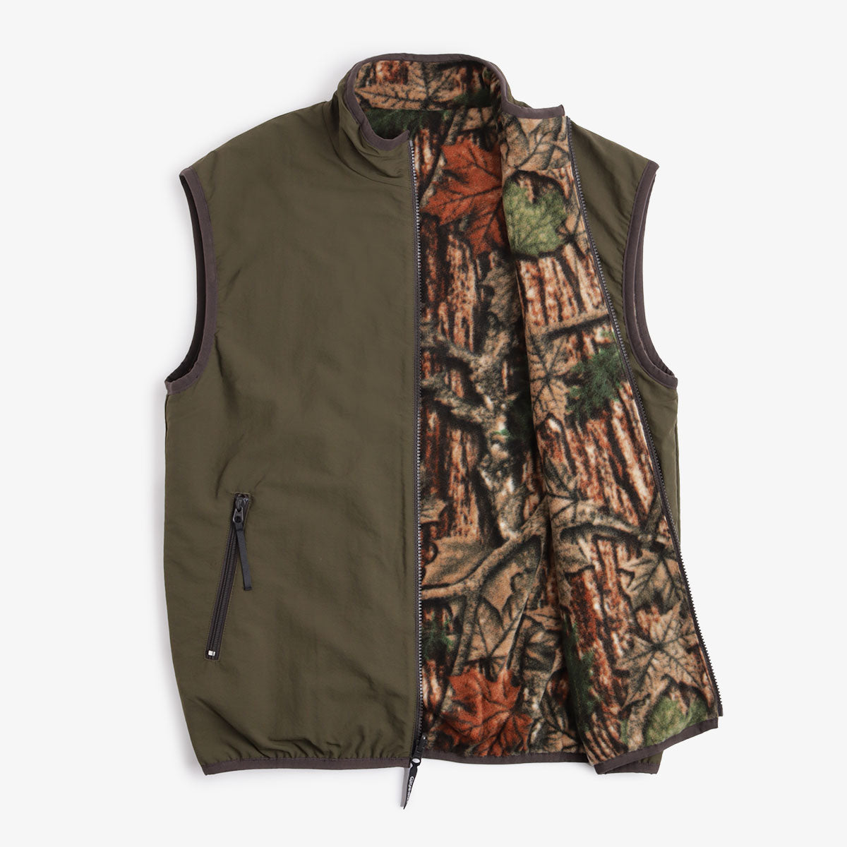 Gramicci Reversible Fleece Vest, Leaf Camo, Detail Shot 3