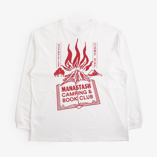 Manastash CiTee Long Sleeve Book Club T-Shirt, Off White, Detail Shot 1