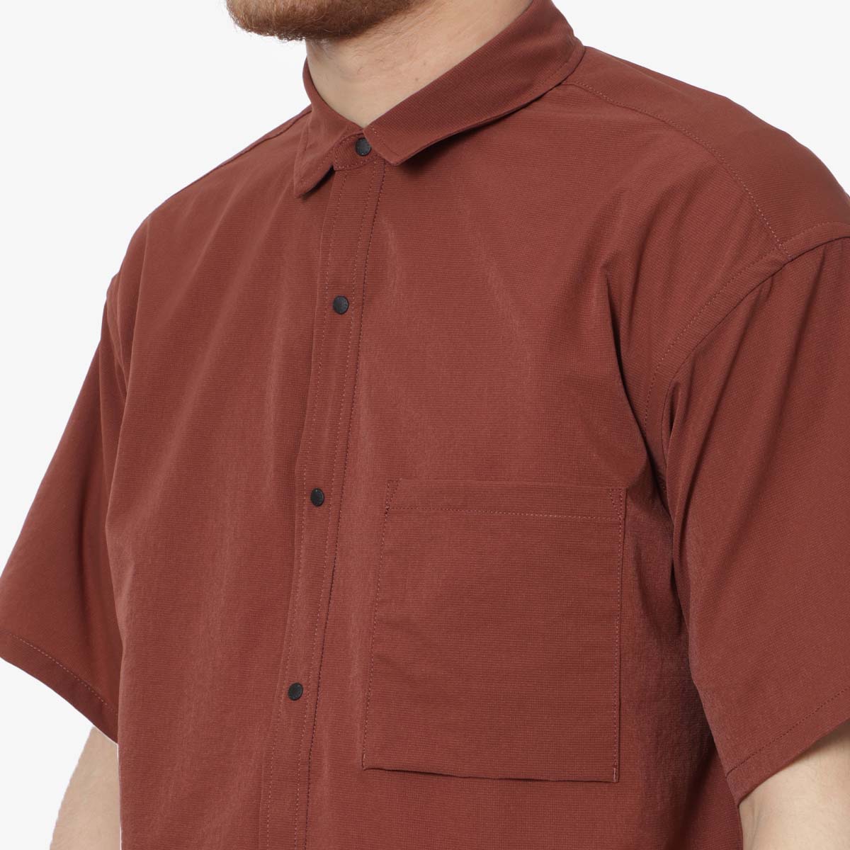 Nanga Dot Air Comfy Short Sleeve Shirt, Brown, Detail Shot 2