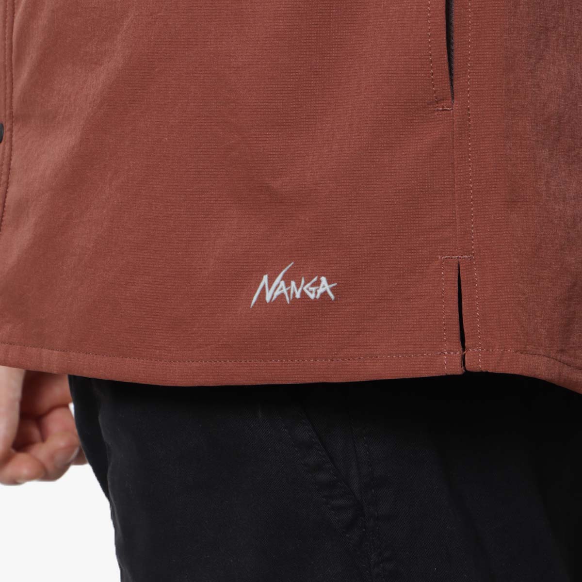 Nanga Dot Air Comfy Short Sleeve Shirt, Brown, Detail Shot 3