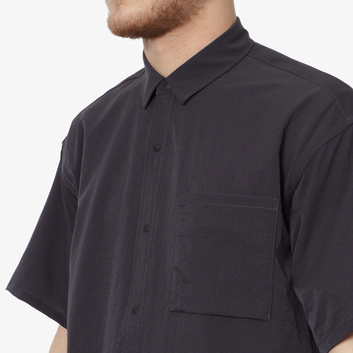Nanga Dot Air Comfy Short Sleeve Shirt, Black, Detail Shot 2