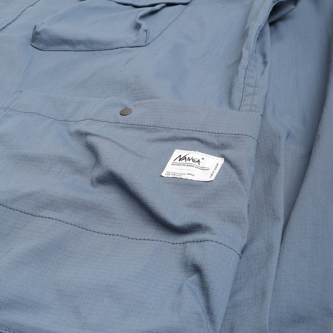 Nanga Takibi Ripstop Camp Shirt, Blue, Detail Shot 4