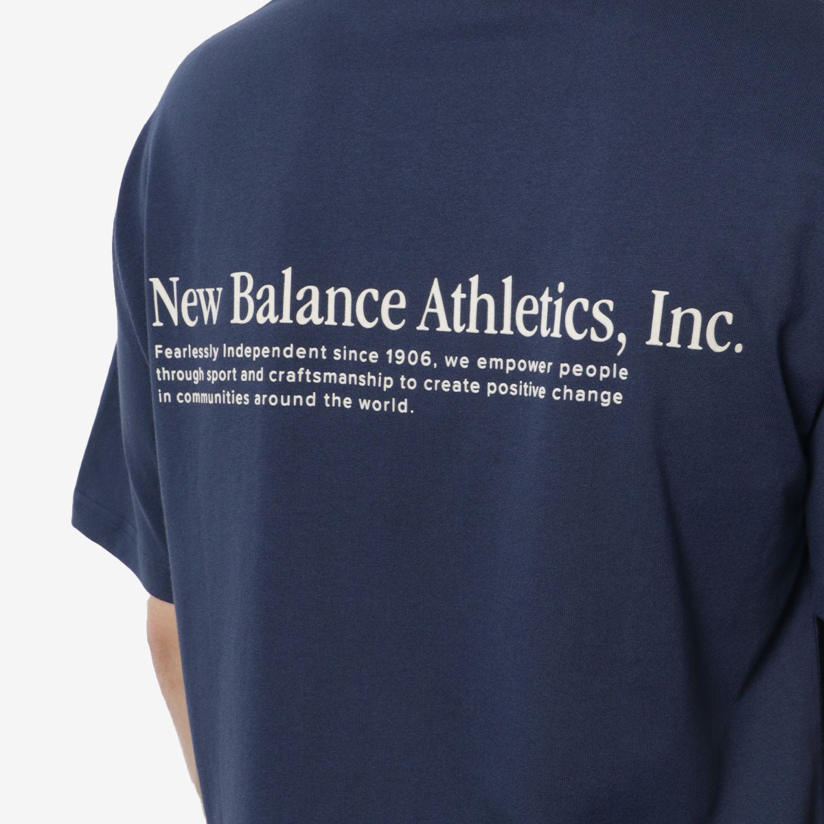 New Balance Flocked Relaxed T-Shirt, NB Navy, Detail Shot 4