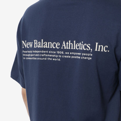 New Balance Flocked Relaxed T-Shirt, NB Navy, Detail Shot 4
