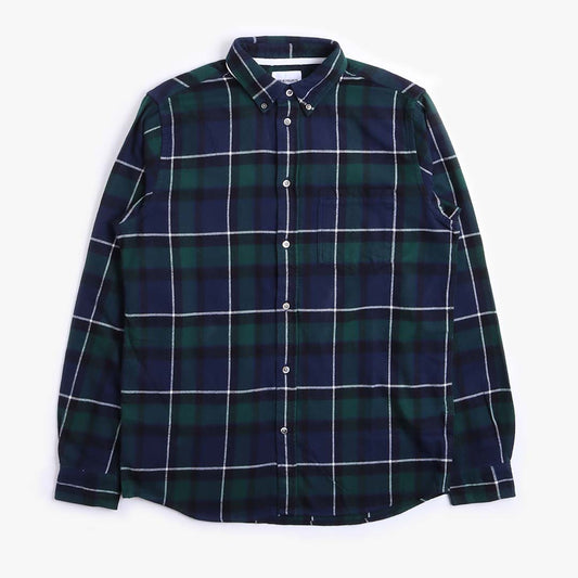 Norse Projects Anton Brushed Flannel Check Shirt, Black Watch Check, Detail Shot 1