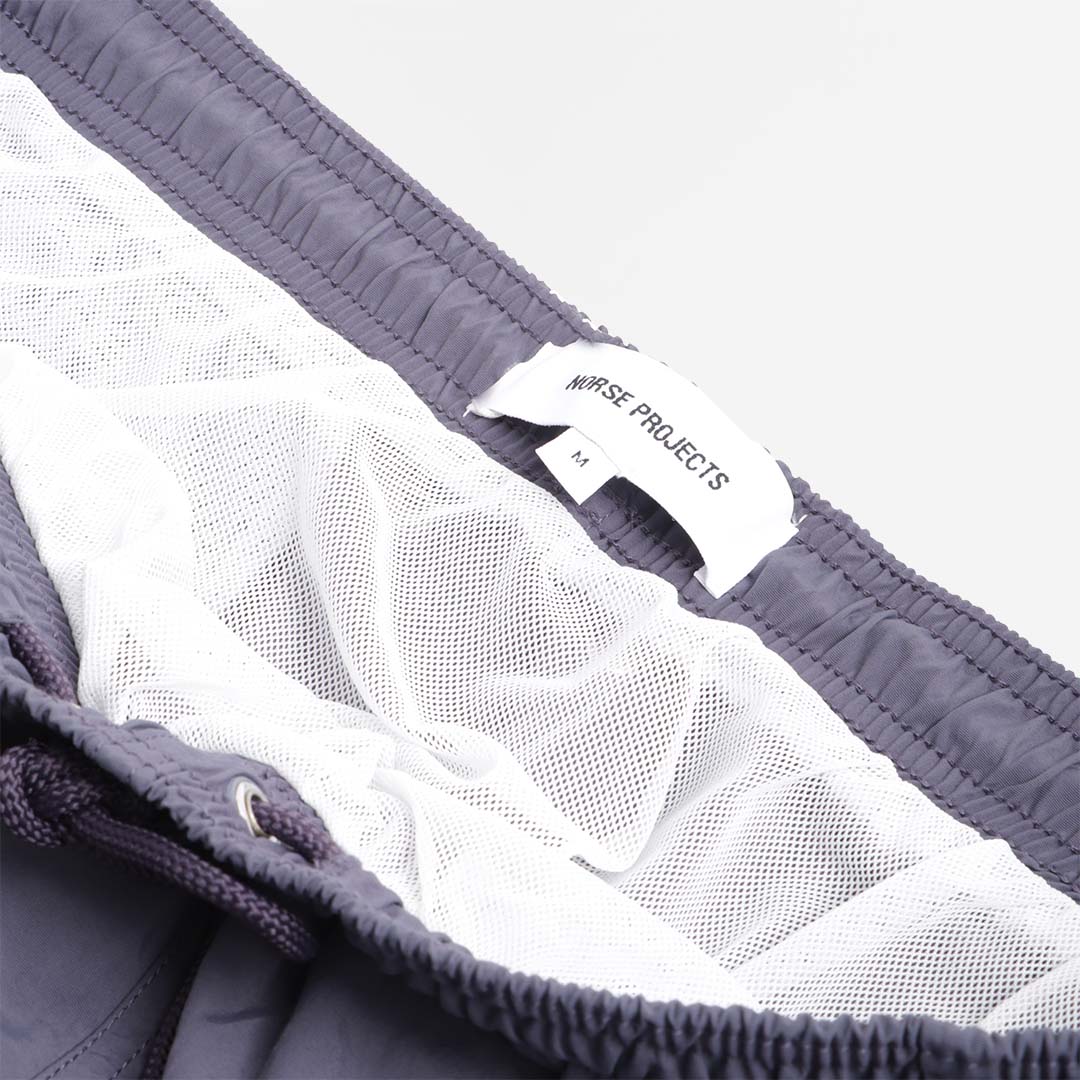 Norse Projects Hauge Recycled Nylon Swim Shorts, Dusk Purple, Detail Shot 4