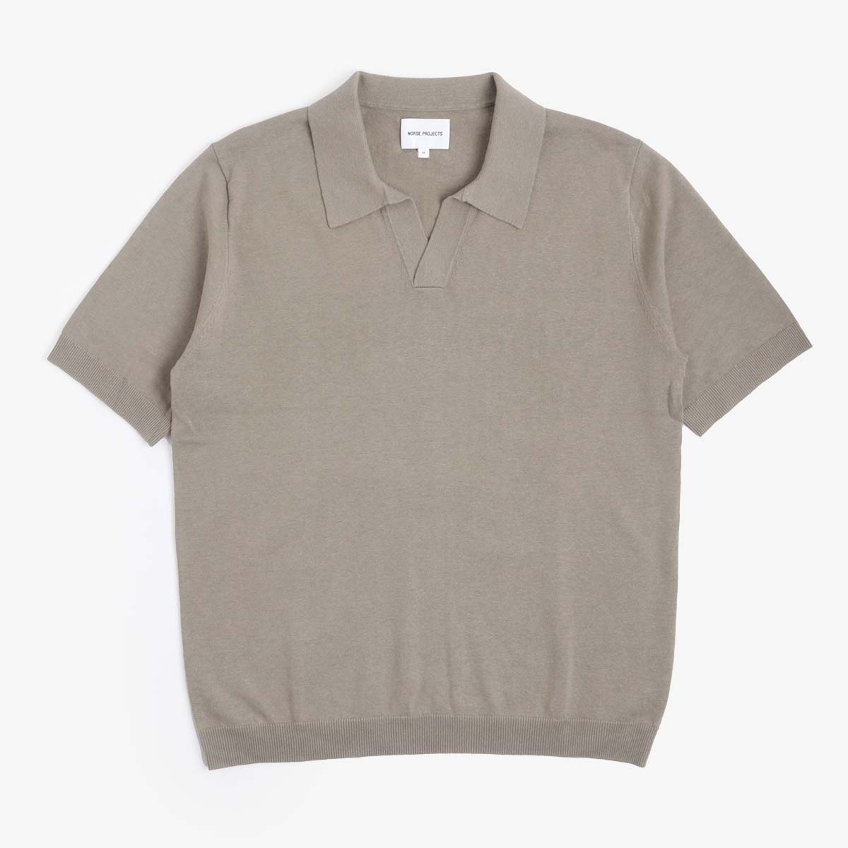 Norse Projects Leif Cotton Linen Polo Shirt, Clay, Detail Shot 1
