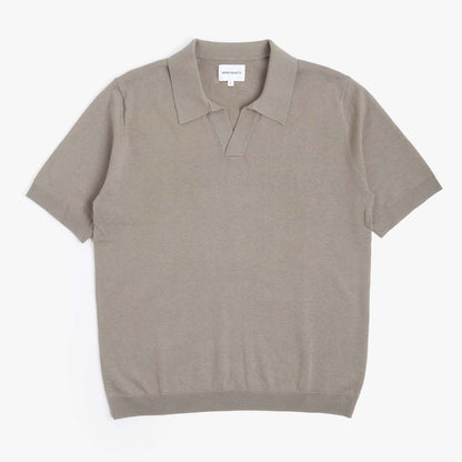 Norse Projects Leif Cotton Linen Polo Shirt, Clay, Detail Shot 1