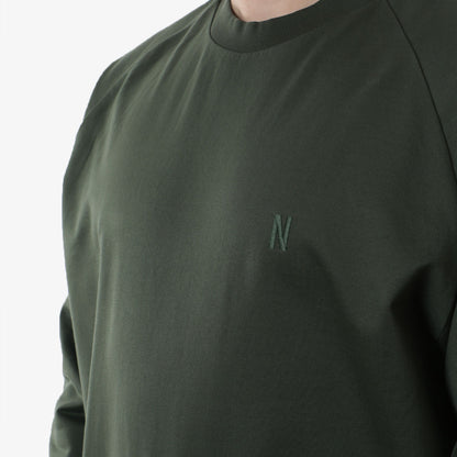 Norse Projects Marten Relaxed Raglan Light Sweatshirt, Spruce Green, Detail Shot 2