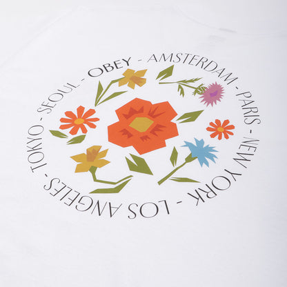 OBEY City Flowers T-Shirt, White, Detail Shot 4