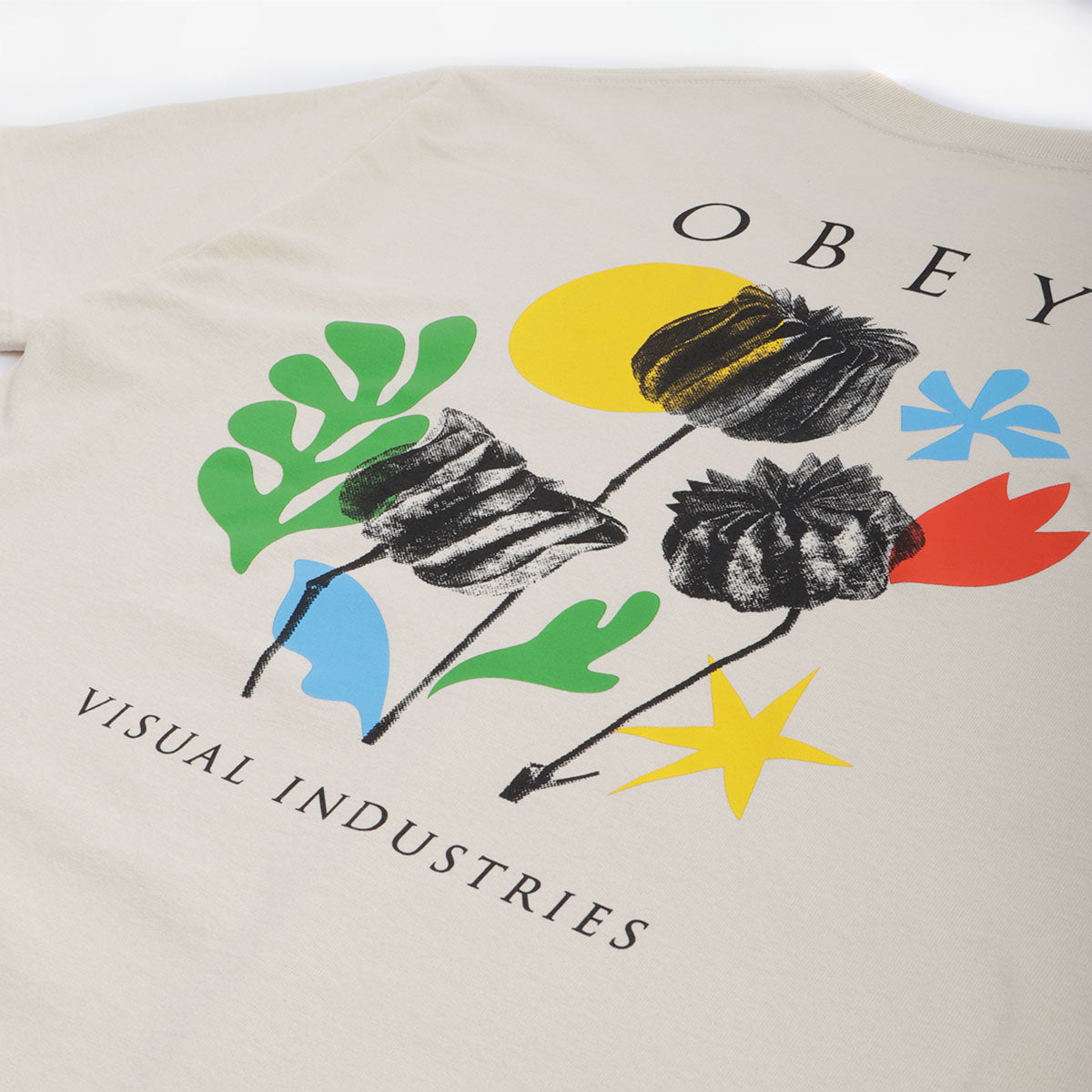 OBEY Flowers Papers Scissors T-Shirt, Cream, Detail Shot 4