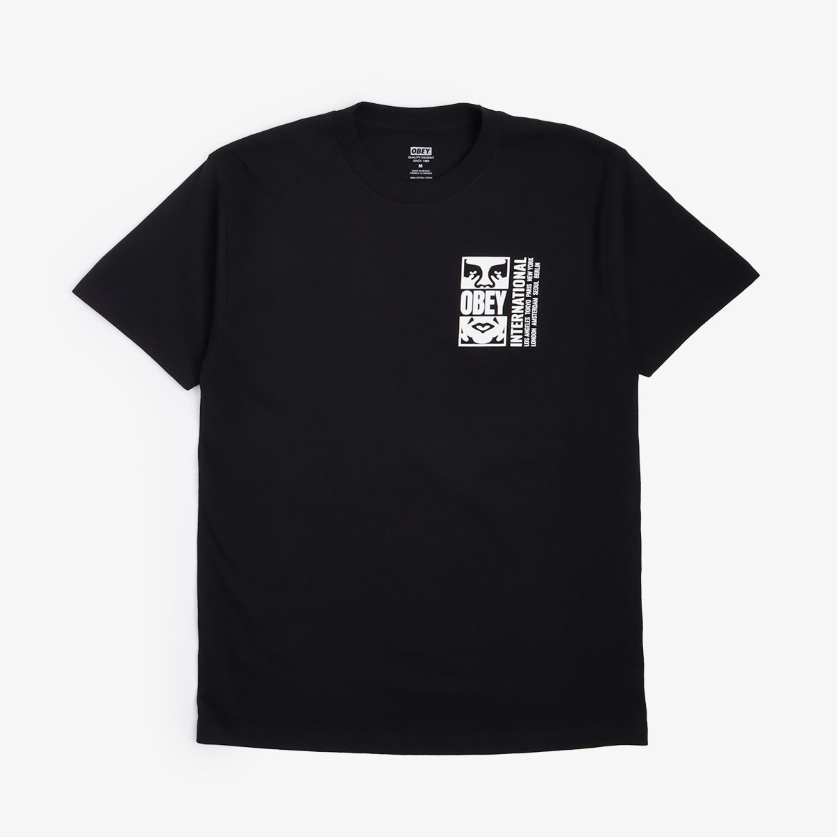 OBEY Icon Split T-Shirt, Black, Detail Shot 3