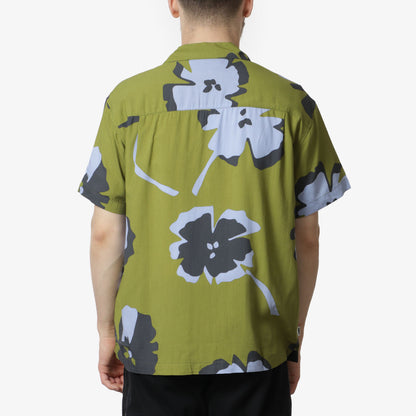 OBEY Paper Cuts Woven Shirt, Moss Green Multi, Detail Shot 3