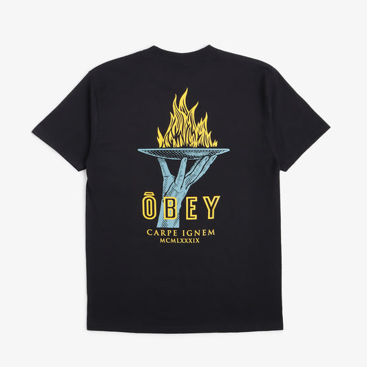 OBEY Seize Fire T-Shirt, Black, Detail Shot 1