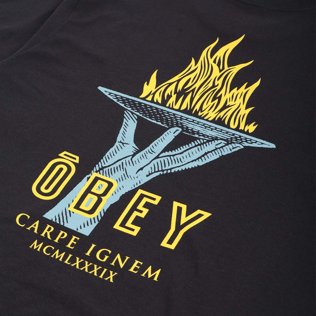 OBEY Seize Fire T-Shirt, Black, Detail Shot 4