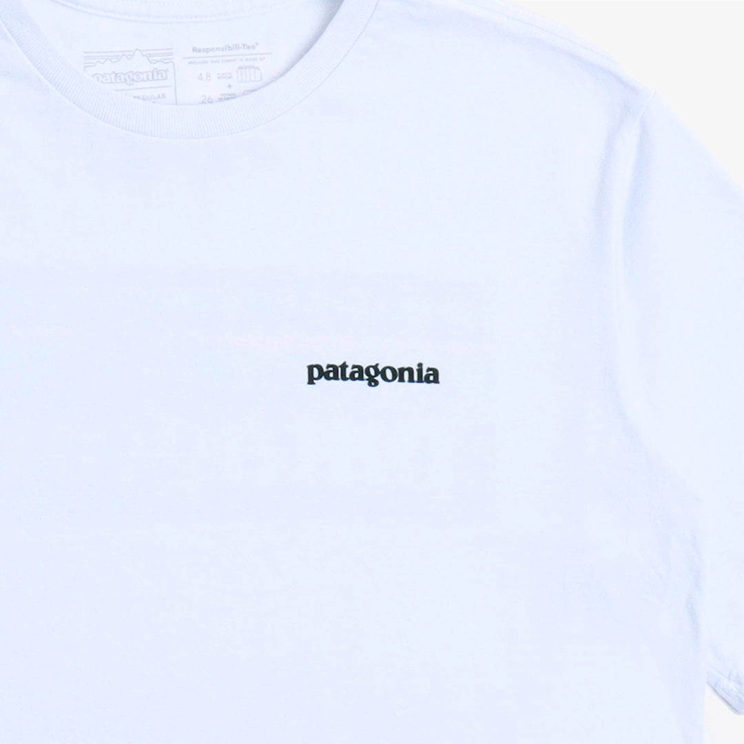 Patagonia P-6 Logo Responsibili-Tee T-Shirt, White Blue, Detail Shot 3