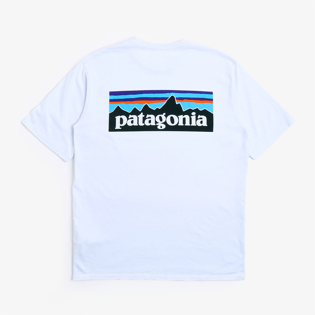 Patagonia P-6 Logo Responsibili-Tee T-Shirt, White Blue, Detail Shot 1