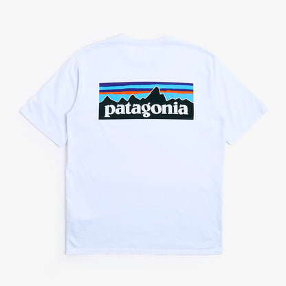 Patagonia P-6 Logo Responsibili-Tee T-Shirt, White Blue, Detail Shot 1