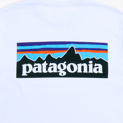 Patagonia P-6 Logo Responsibili-Tee T-Shirt, White Blue, Detail Shot 4
