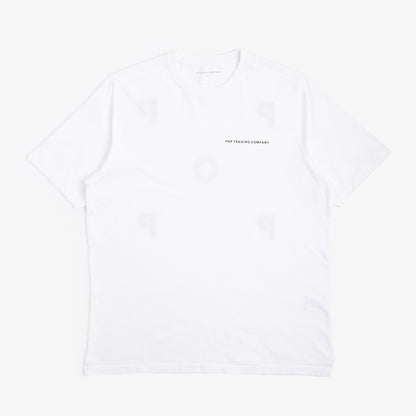 Pop Trading Company Logo T-Shirt, White Black, Detail Shot 5