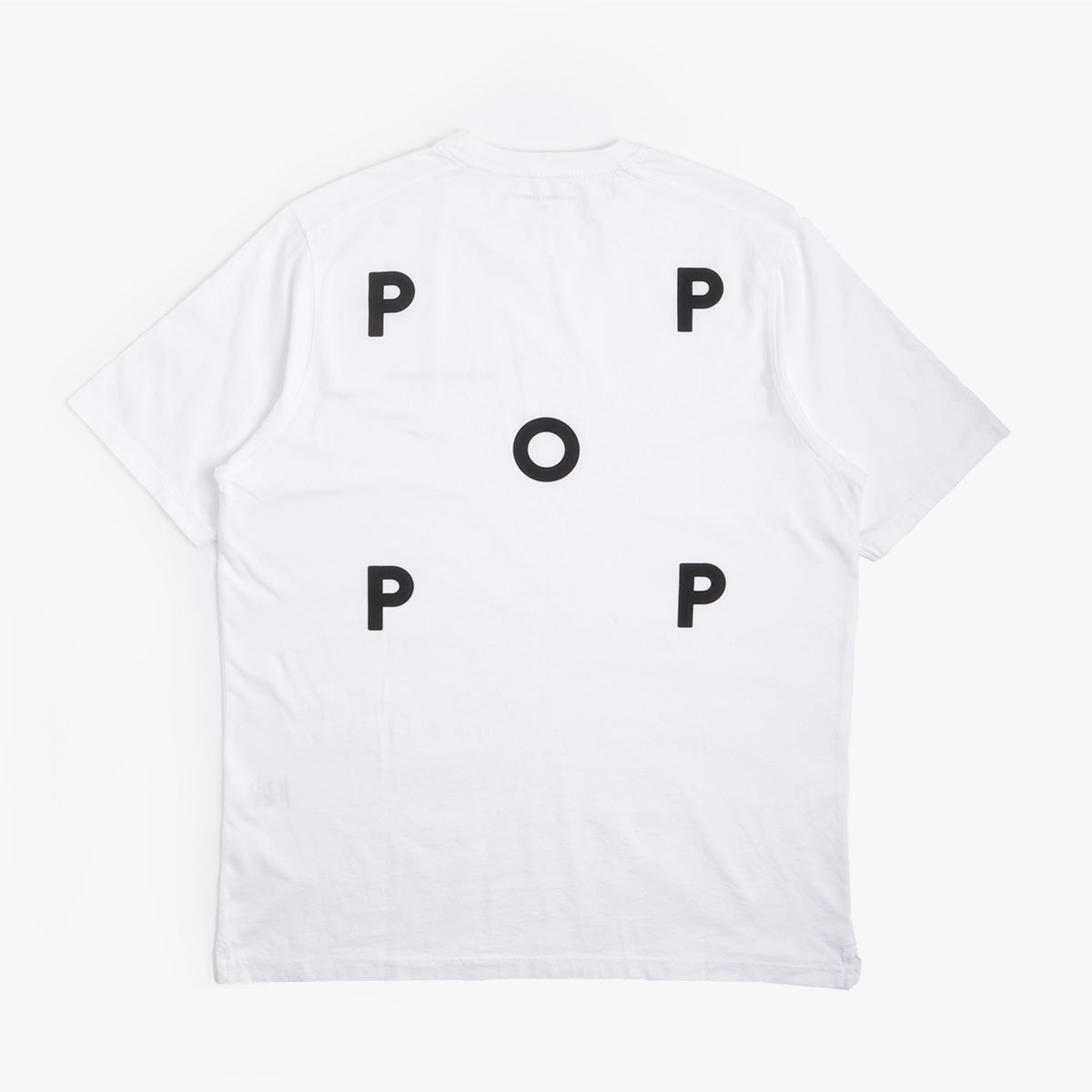 Pop Trading Company Logo T-Shirt, White Black, Detail Shot 6