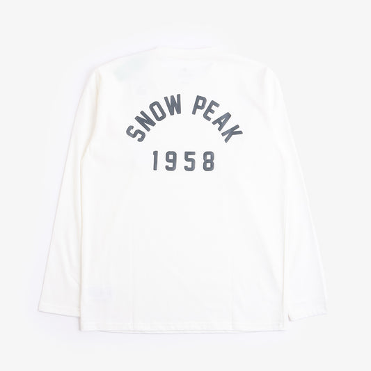 Snow Peak Foam Printed Long Sleeve T-Shirt, White, Detail Shot 1