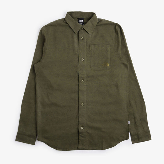 The North Face Lightweight Flannel Shirt, Forest Olive Dark Heath, Detail Shot 1