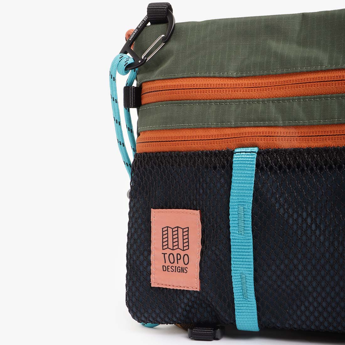 Topo Designs Mountain Accessory Shoulder Bag, Olive/Pond Blue, Detail Shot 2