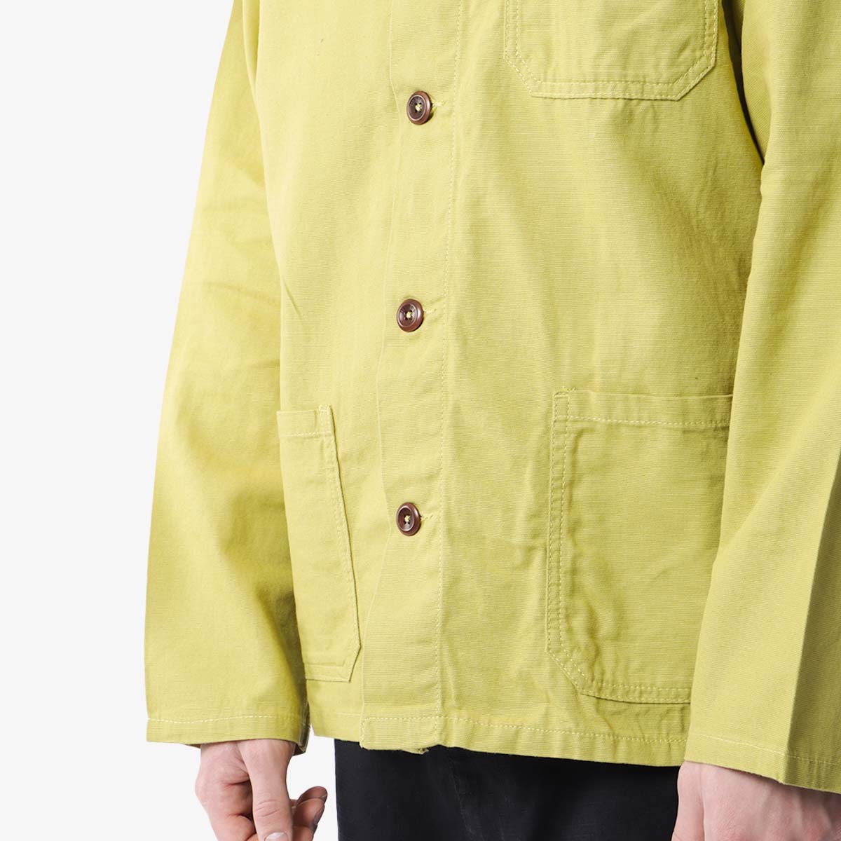 Uskees Buttoned Overshirt, Pear, Detail Shot 3