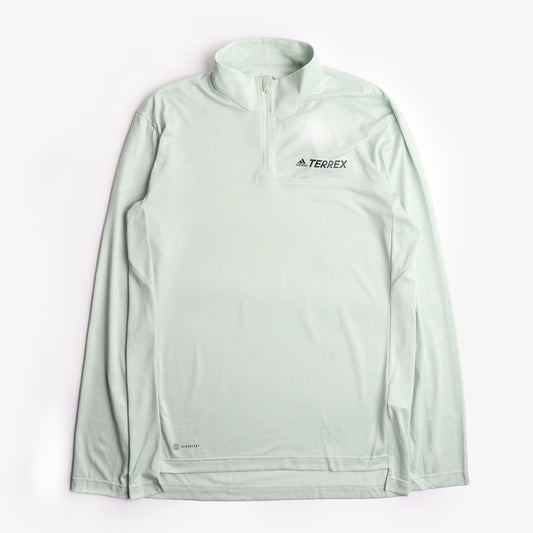 Adidas Originals Terrex Multi Half Zip Long Sleeve T-shirt, Linen Green, Detail Shot 1