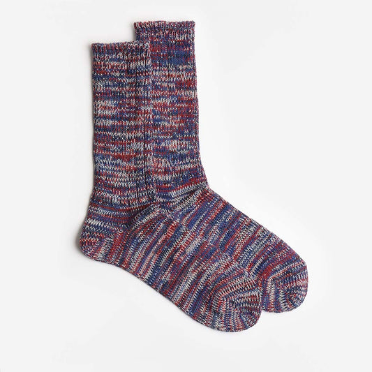 Anonymous Ism 5 Color Mix Crew Socks, Navy Multi, Detail Shot 1