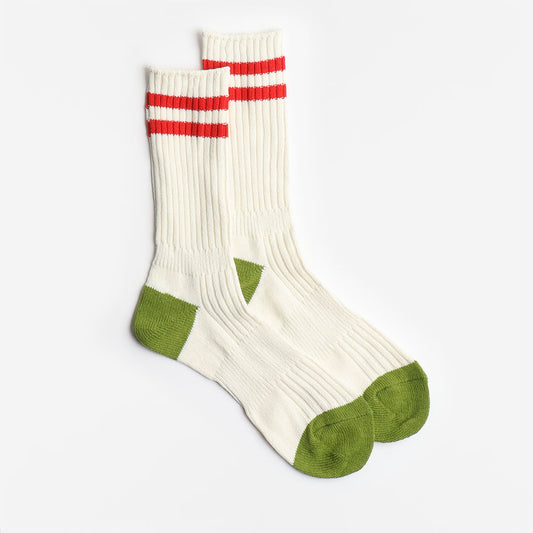 Anonymous Ism Recover 2 Line Crew Socks, Off White, Detail Shot 1
