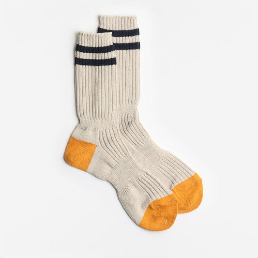 Anonymous Ism Recover 2 Line Crew Socks, Beige, Detail Shot 1