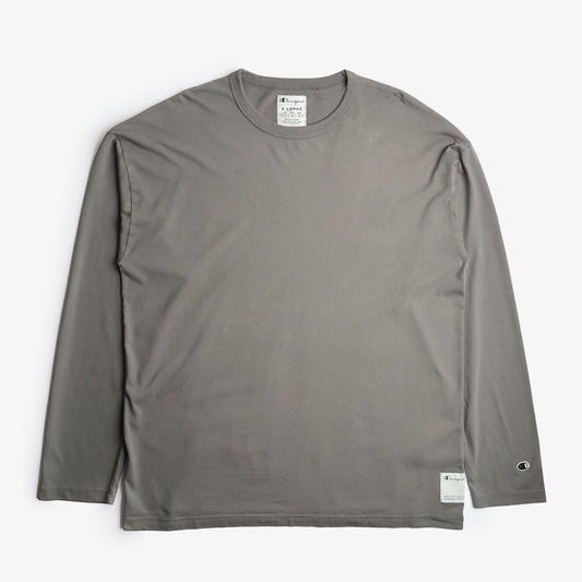 Champion Reverse Weave Small C Long Sleeve Crewneck T-shirt, Grey, Detail Shot 1