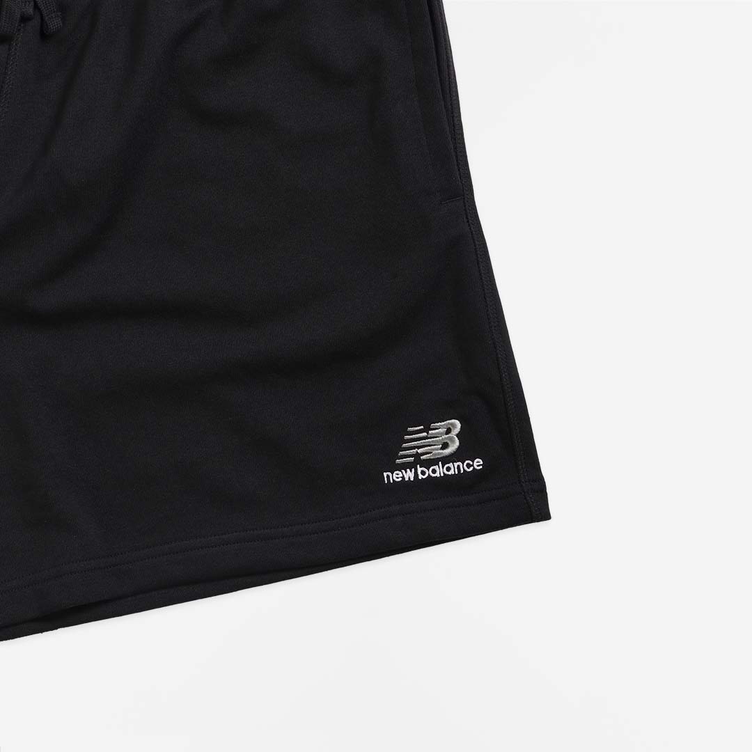 New Balance Uni-ssentials Shorts, Black, Detail Shot 3