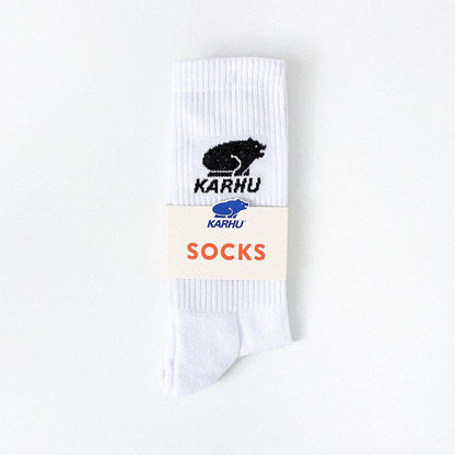 Karhu Classic Logo Crew Socks, White Black, Detail Shot 2