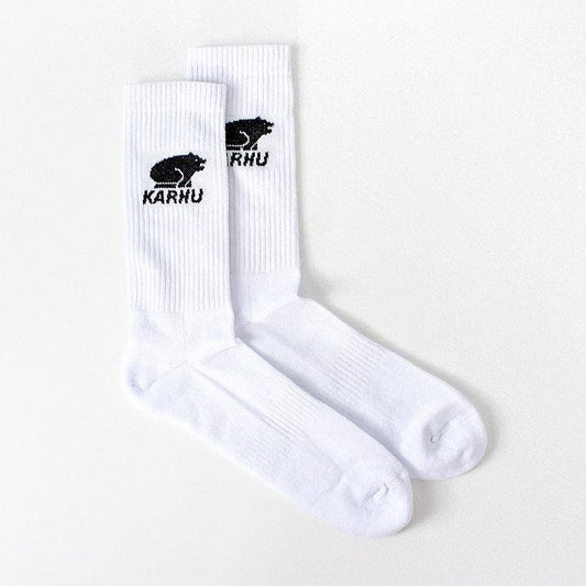 Karhu Classic Logo Crew Socks, White Black, Detail Shot 1