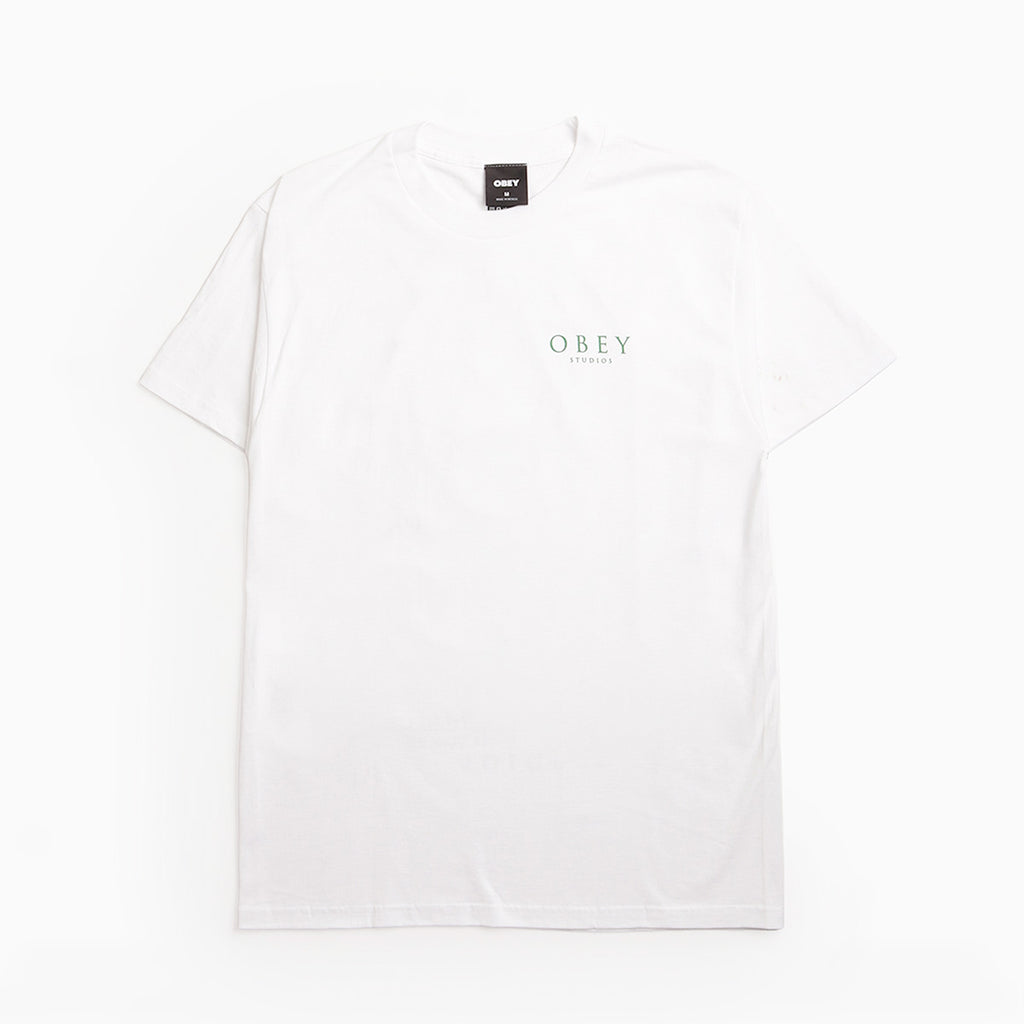 OBEY Flores Robus T-Shirt in White, front view