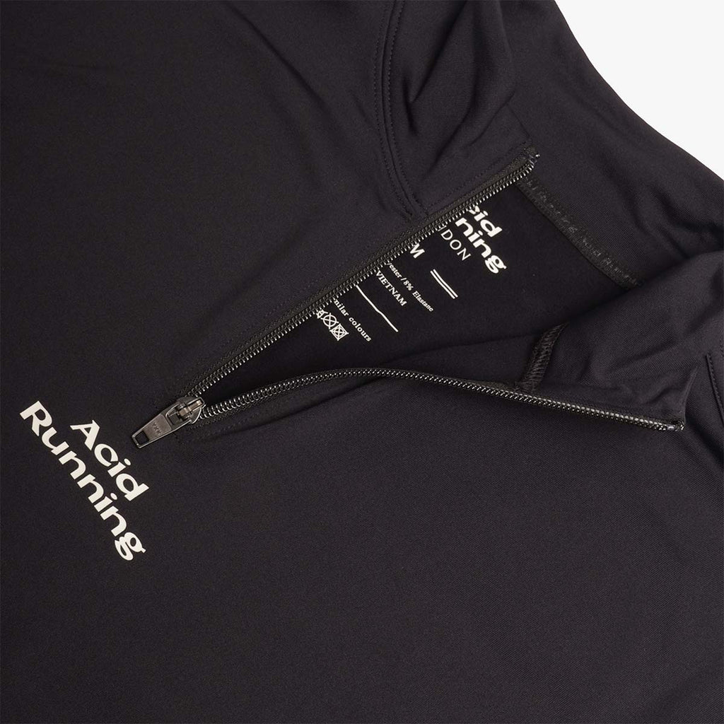 Acid Running Logo Quarter Zip Jacket, Black, Detail Shot 4