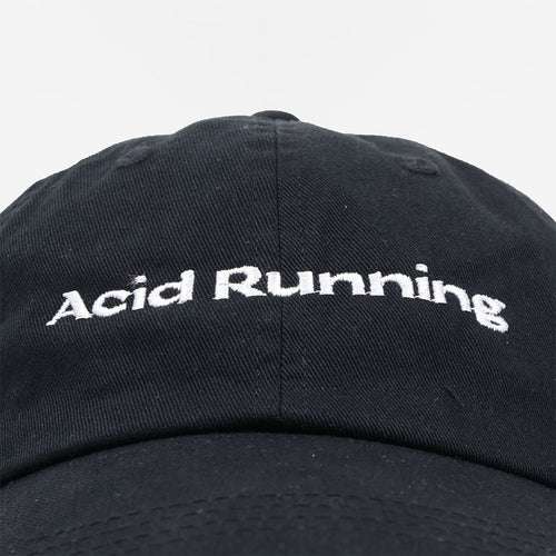 Embroidered Acid Running logo on front of black cap