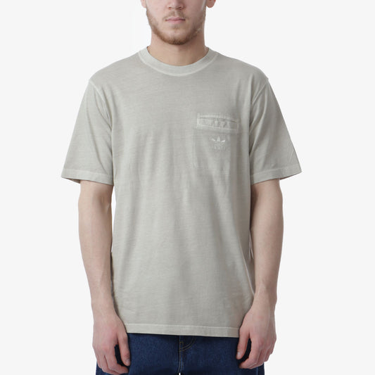 Adidas Originals Essentials+ Dye Pocket T-Shirt, Putty Grey, Detail Shot 1